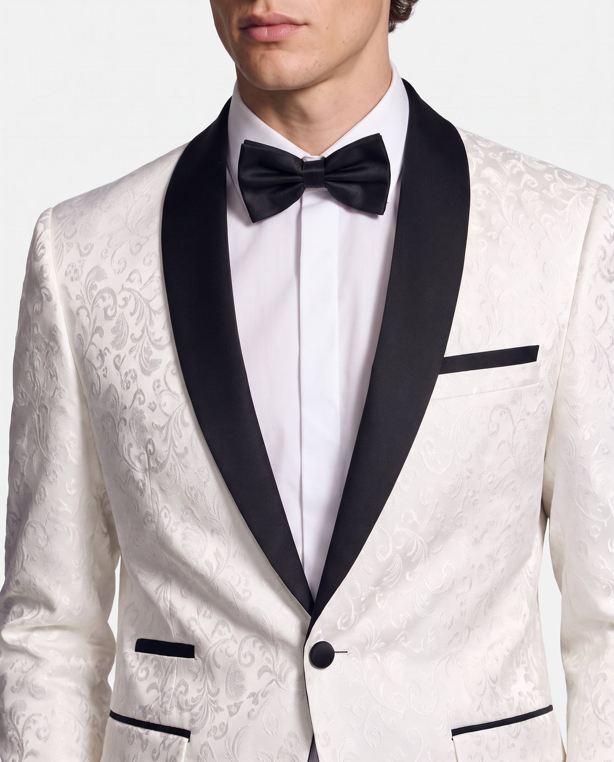 Men's embroidered tuxedo jacket with satin shawl lapel and single-button front - view 8