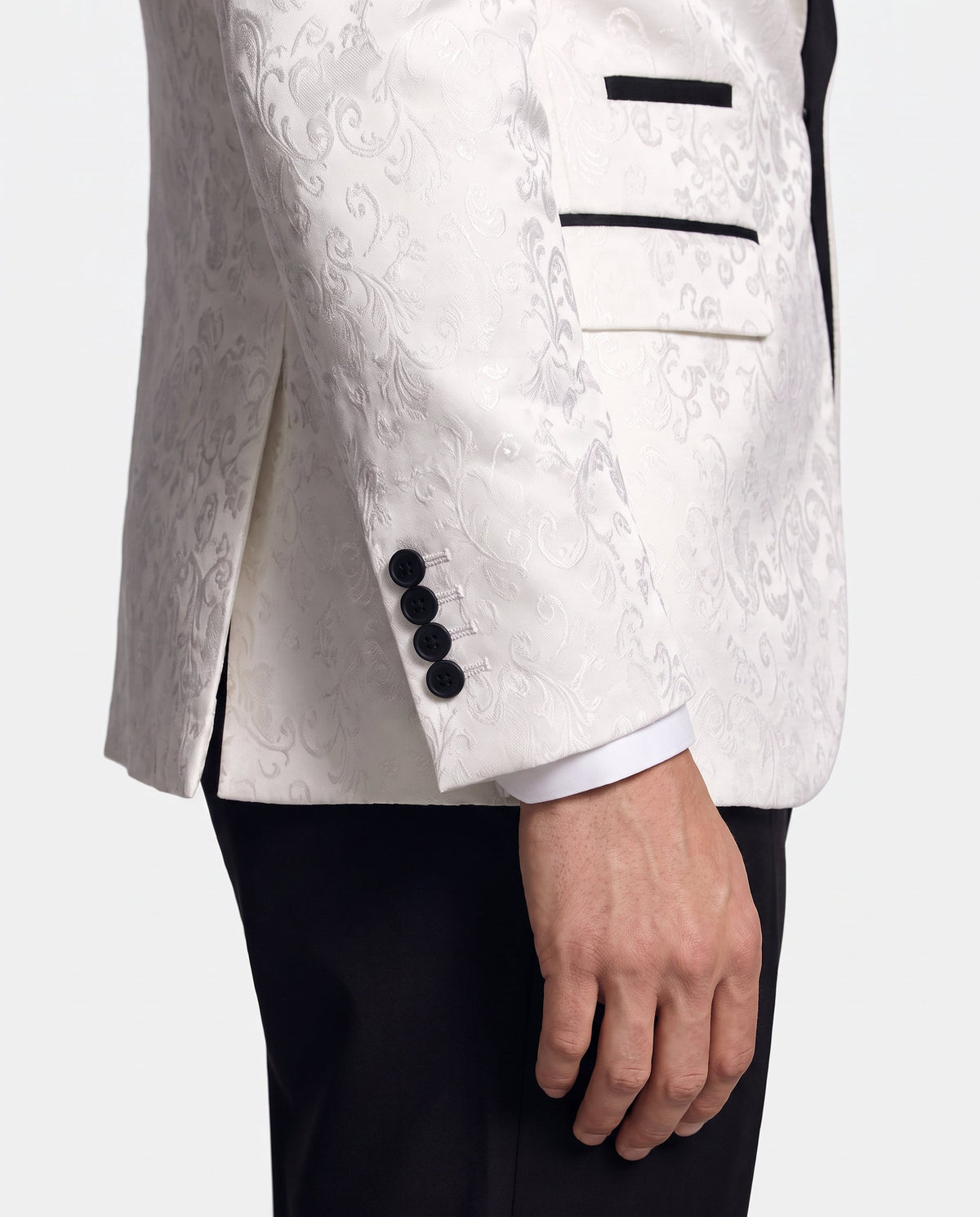 Men's embroidered tuxedo jacket with satin shawl lapel and single-button front - view 9