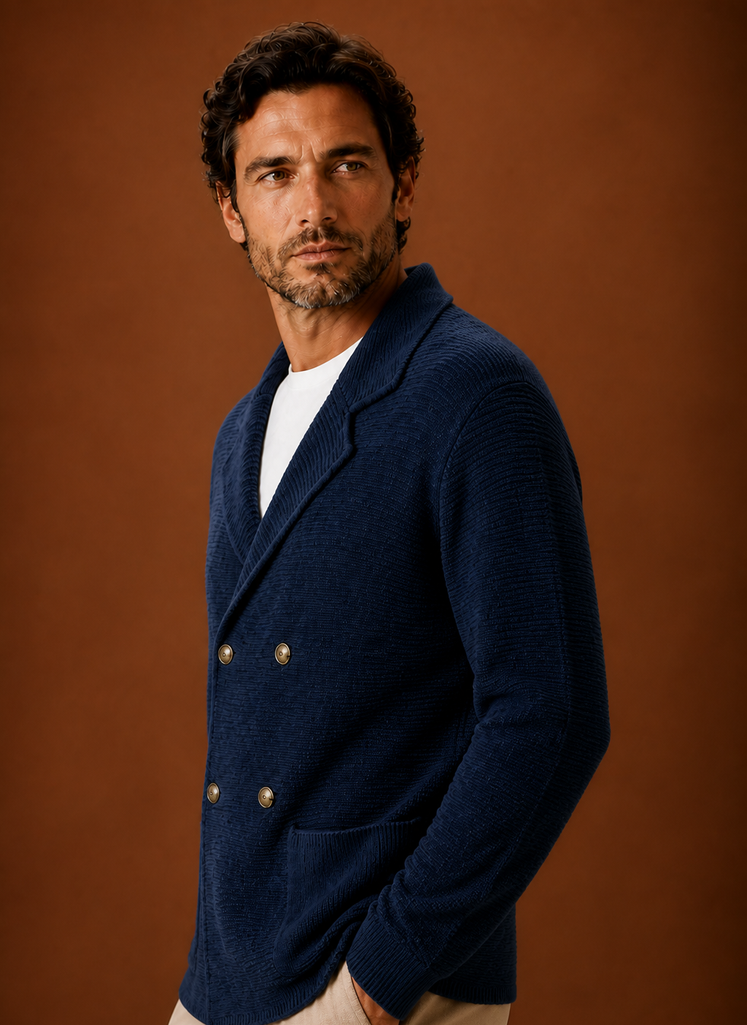 Men's open front knit cardigan, view 14