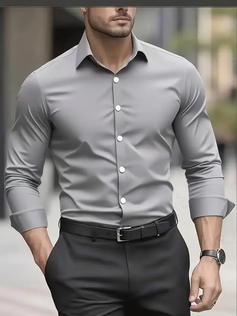 Men's breathable tailored long sleeve shirt, view 5