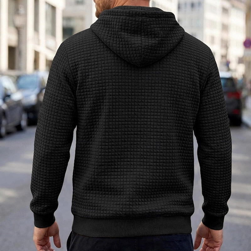 Men's soft textured hooded pullover, view 8