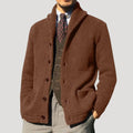 Men's shawl collar button-front chunky knit cardigan sweater