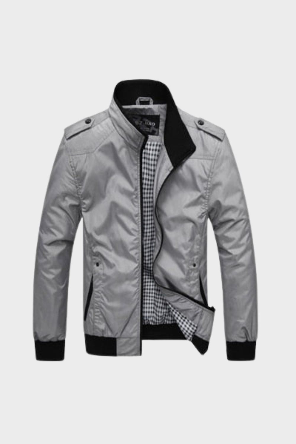 Men's stand collar zip up bomber jacket, view 5