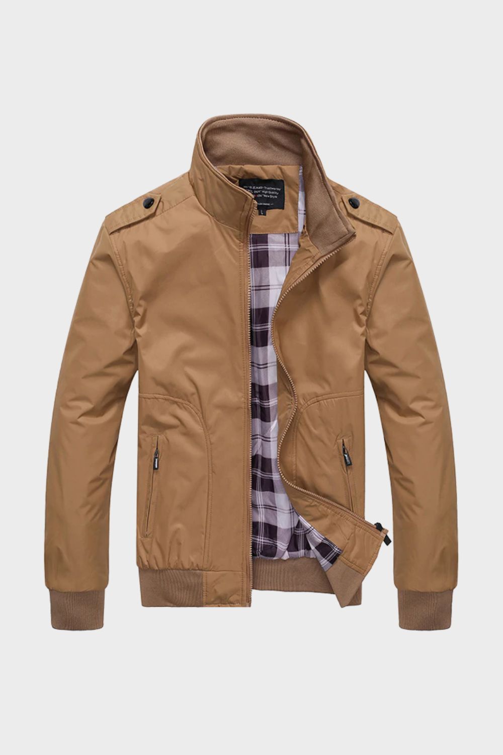 Men's stand collar zip up bomber jacket, view 7