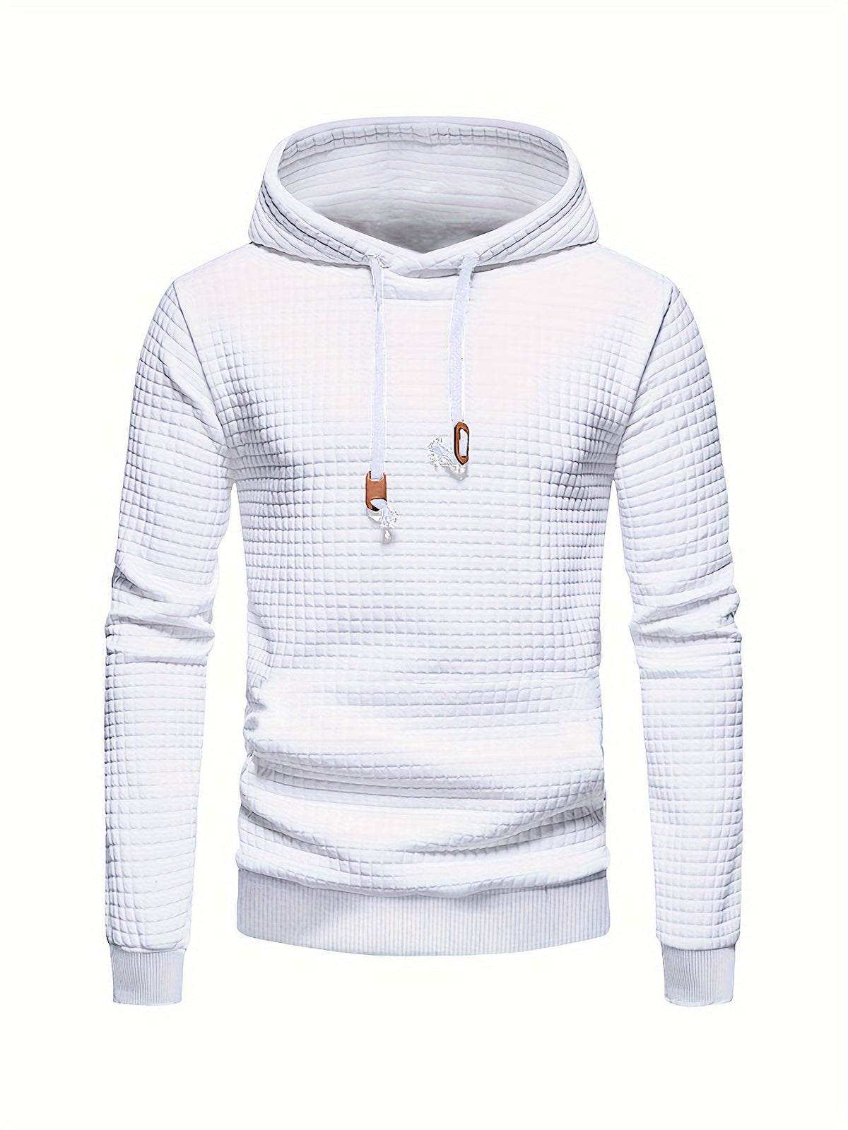 Men's waffle textured hooded pullover, view 14