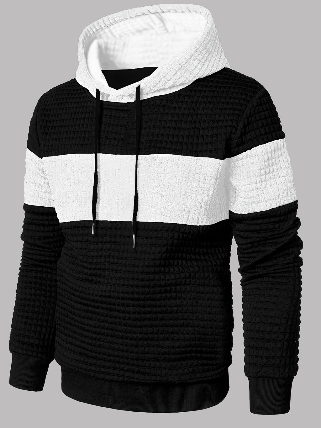 Men's colour block textured hoodie, view 9