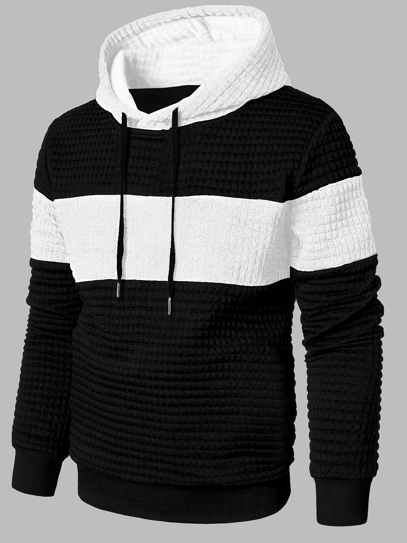 Men's colour block textured hoodie, view 9