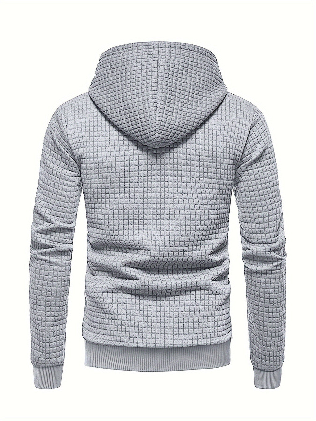 Men's waffle textured hooded pullover, detail