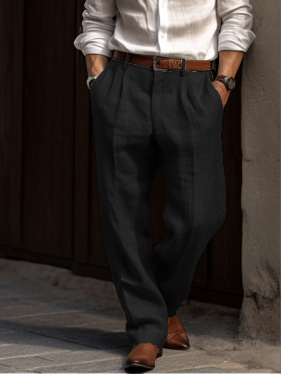 Men's loose fit tailored business trousers, view 9