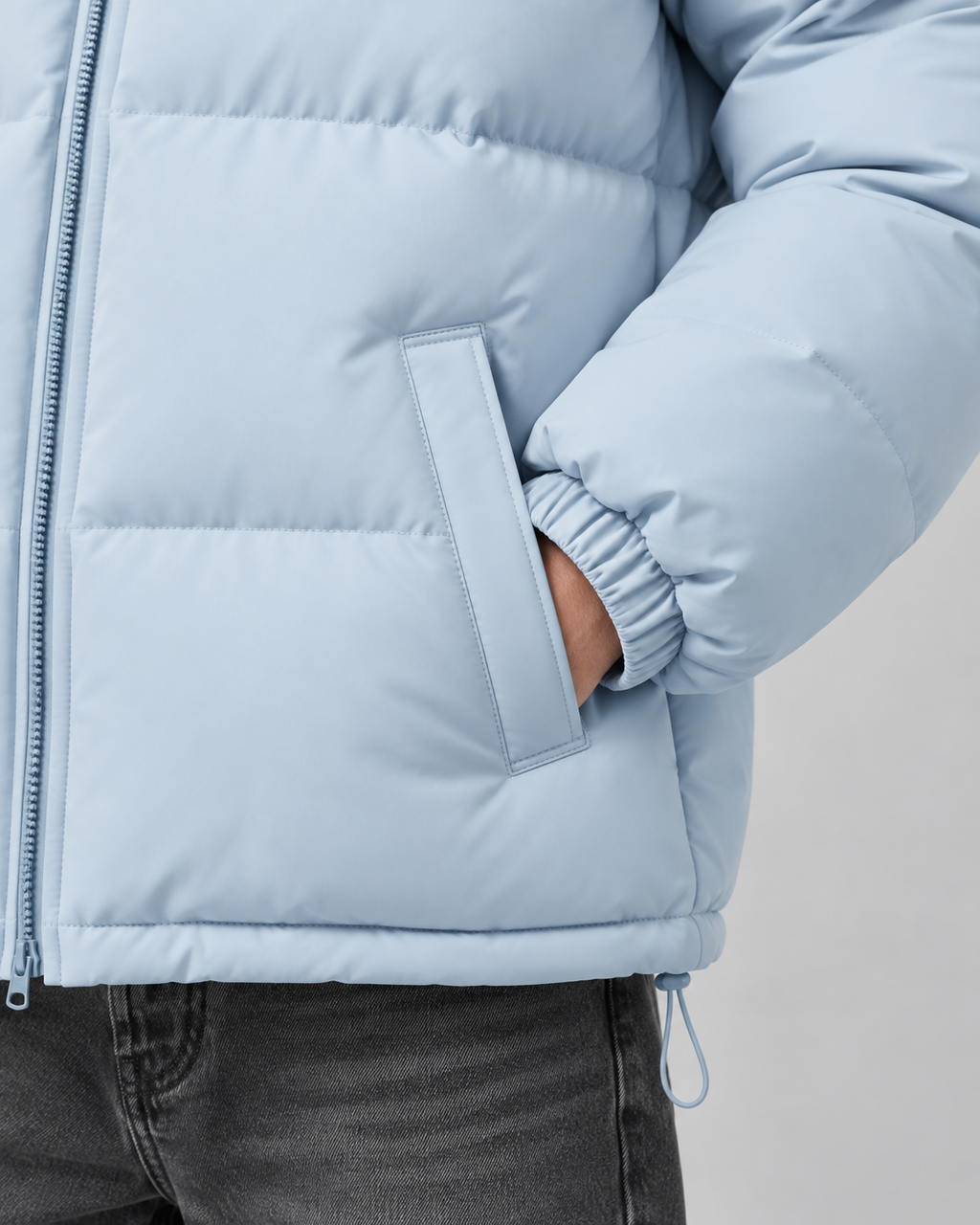 Men's hooded puffer jacket with horizontal quilting and relaxed fit - view 5