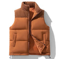 Men's quilted puffer gilet with corduroy yoke and stand collar - view 7