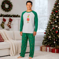 Matching Christmas pajamas raglan set in gray and green with character print pants for adults and kids - view 2