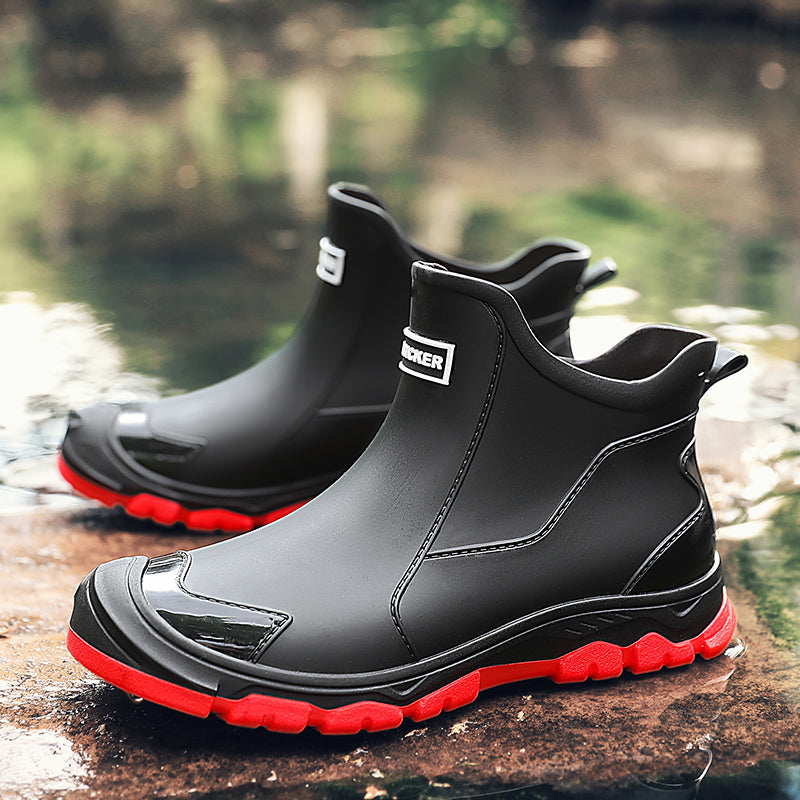 Men's waterproof rubber rain boots, side view