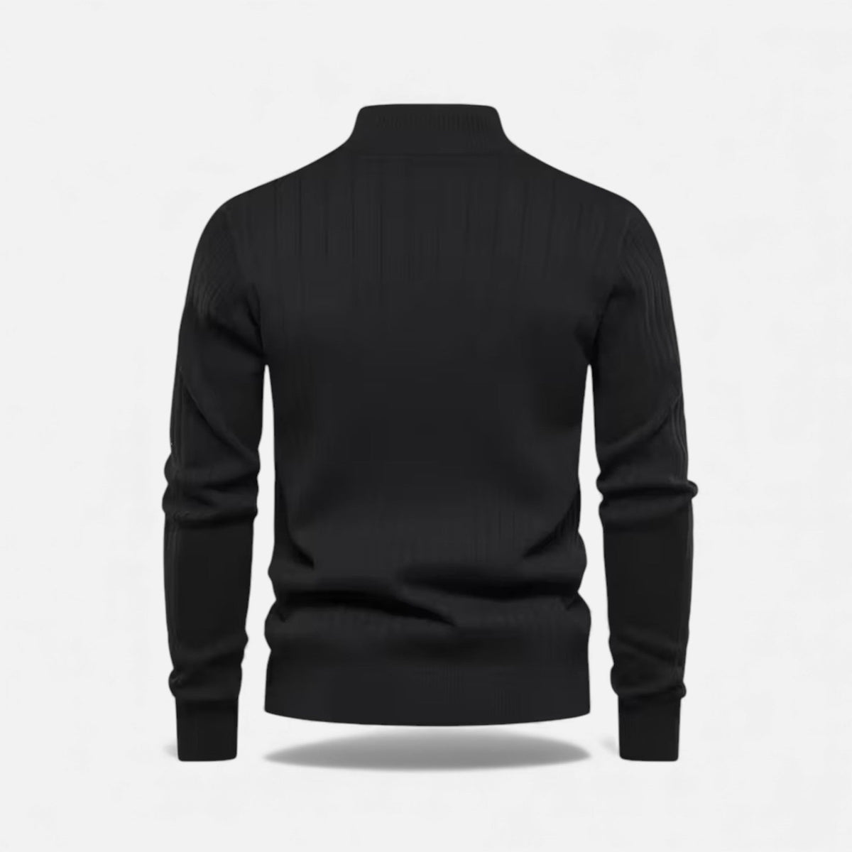 Men's long line zip knit cardigan, detail