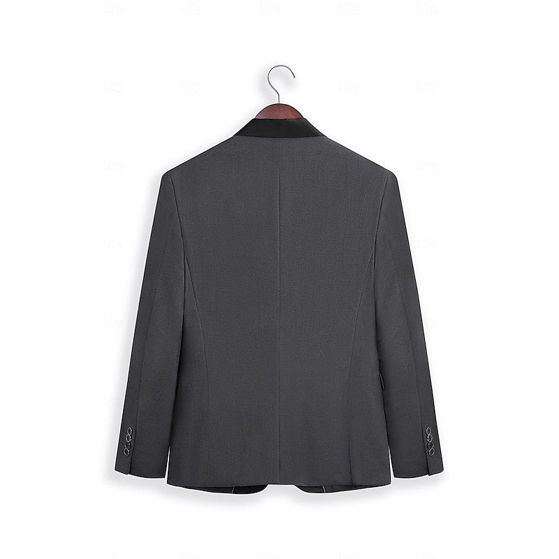 Mens suit with black shawl lapel, single-button jacket and tapered trousers - view 16