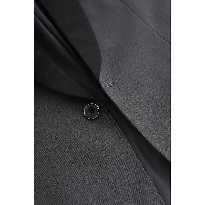 Mens suit with black shawl lapel, single-button jacket and tapered trousers - view 20