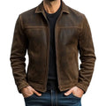 Men's grained texture zip bomber jacket