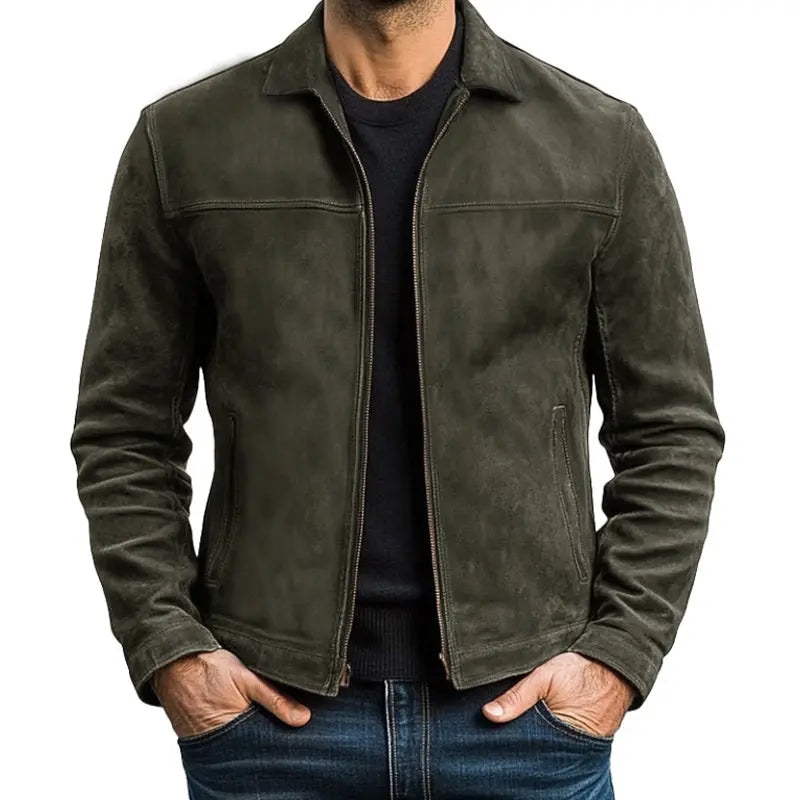 Men's grained texture zip bomber jacket, detail