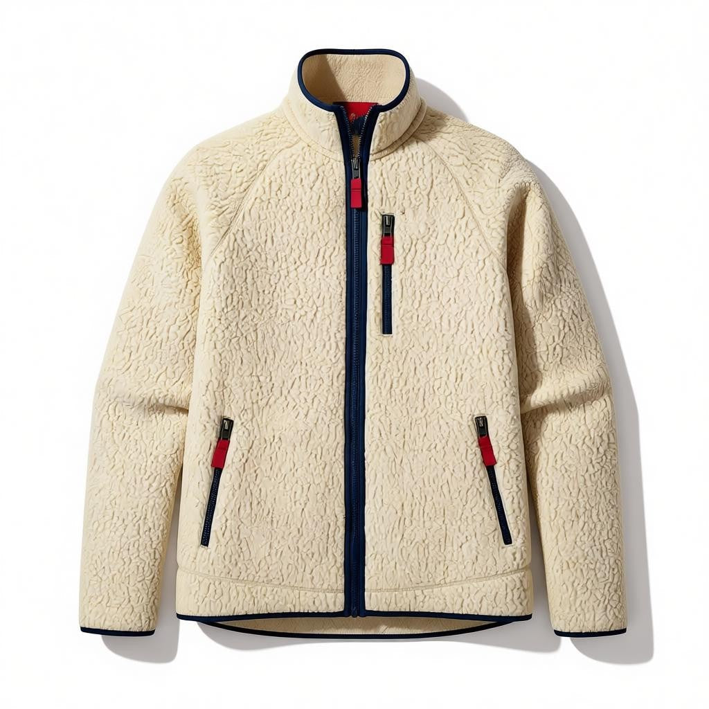 Men's sherpa fleece zip jacket, side view