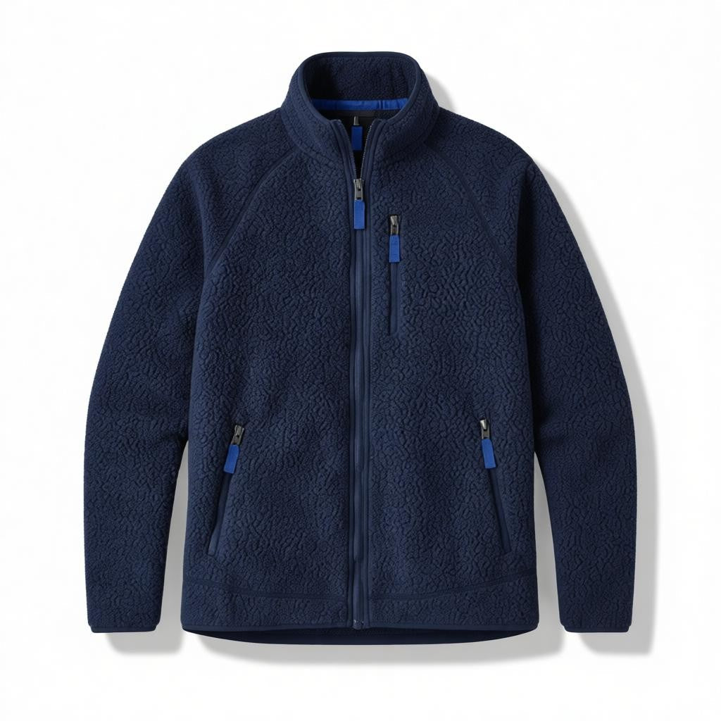 Men's sherpa fleece zip jacket, back view