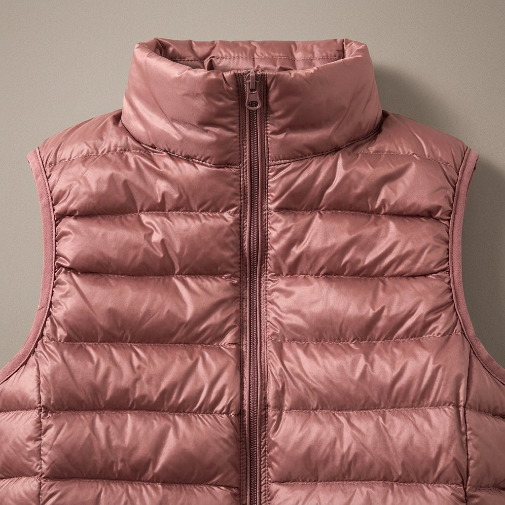 Women's quilted puffer gilet with stand collar and full zip - view 5
