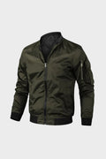 Men's ribbed stand collar bomber jacket