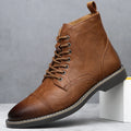 Men's cap toe leather work boots