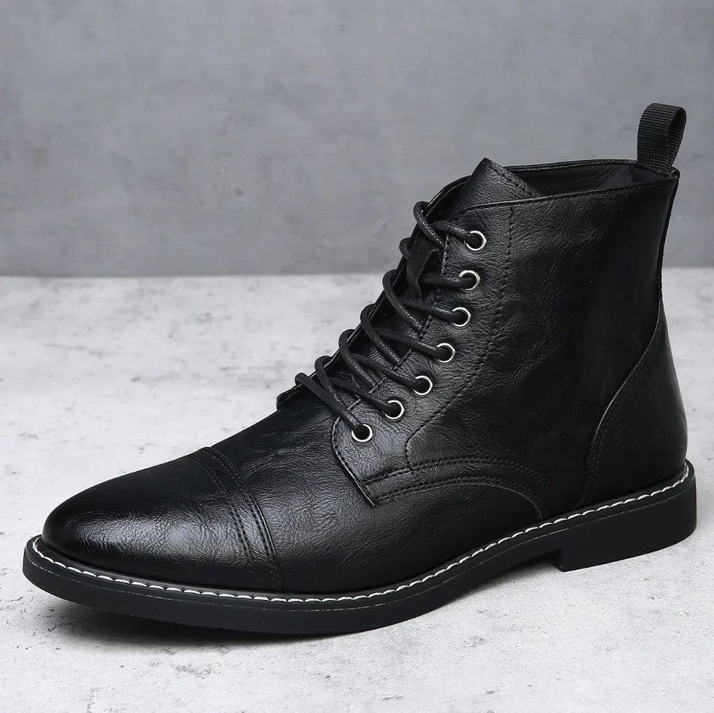 Men's cap toe leather work boots, view 6