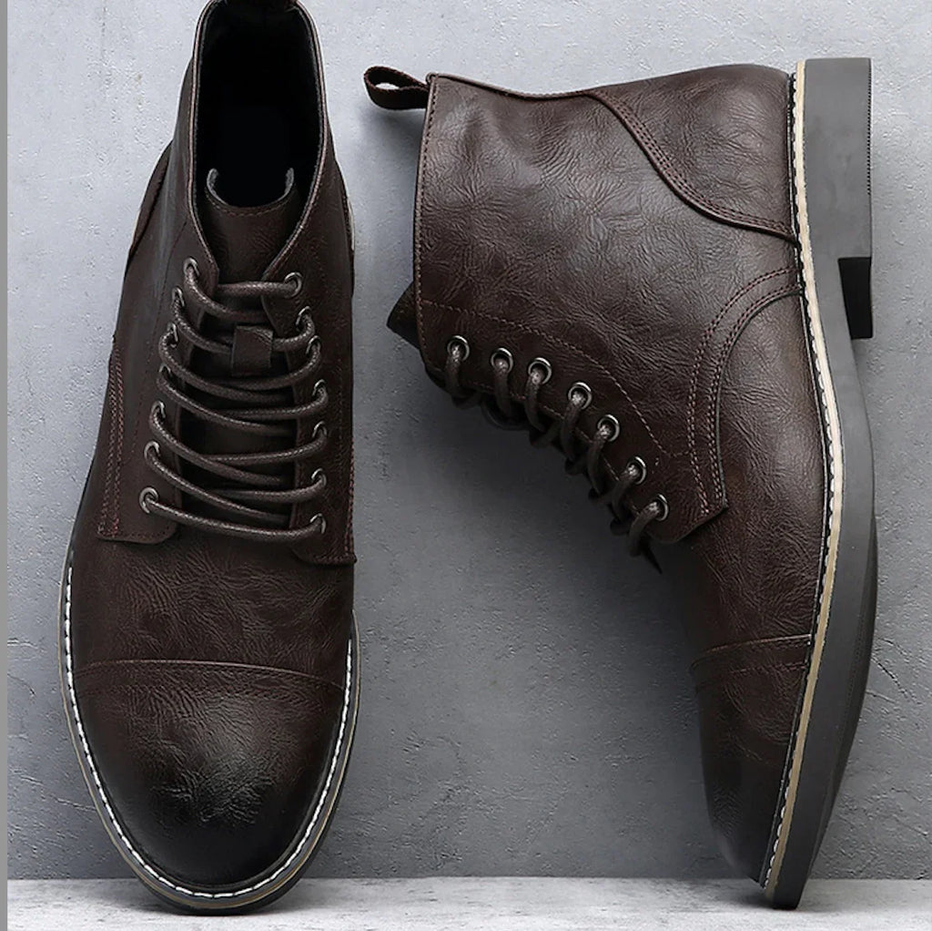 Men's cap toe leather work boots, view 7