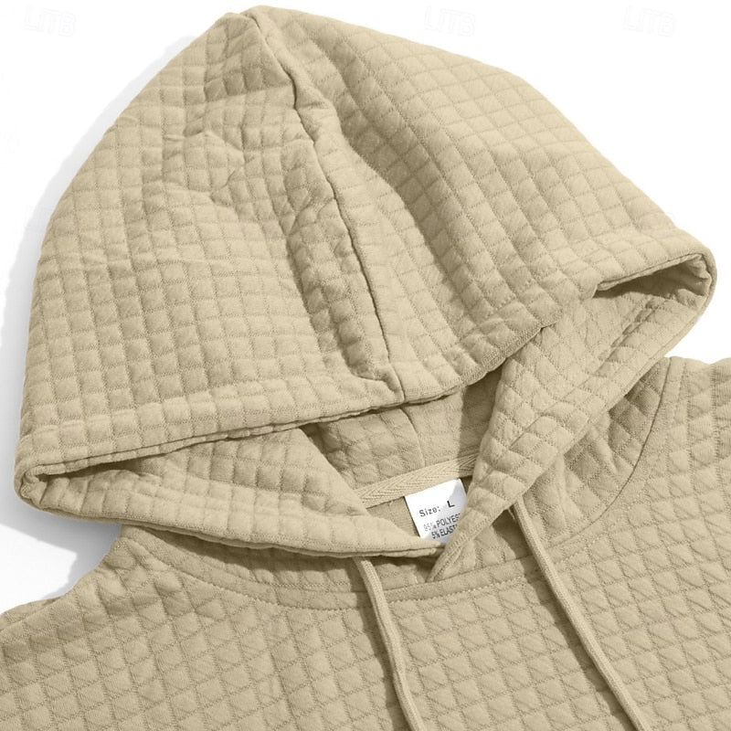 Men's soft textured hooded pullover, detail