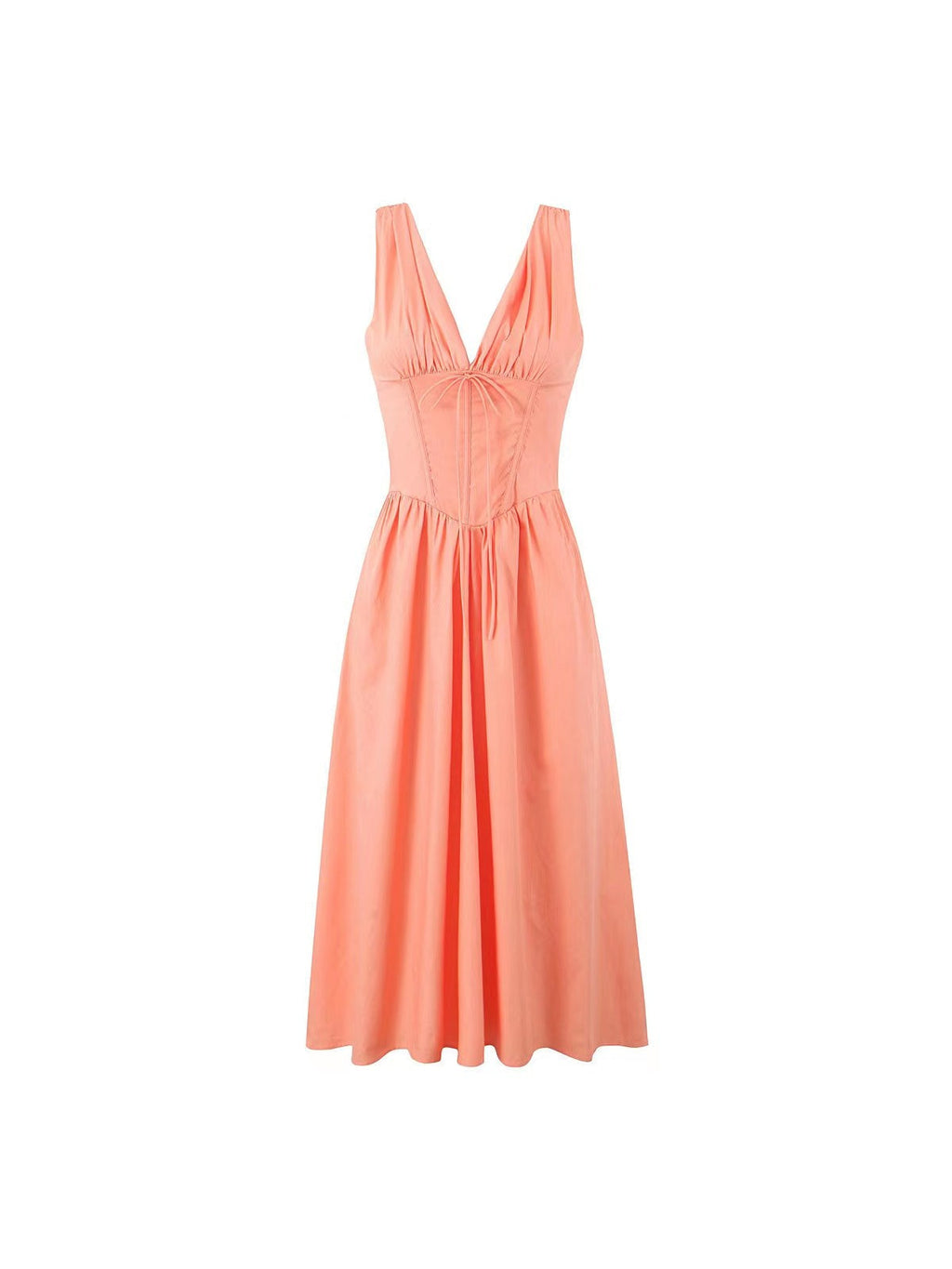 Georgia V-neck corset midi dress with ruched bust and flared skirt - view 6