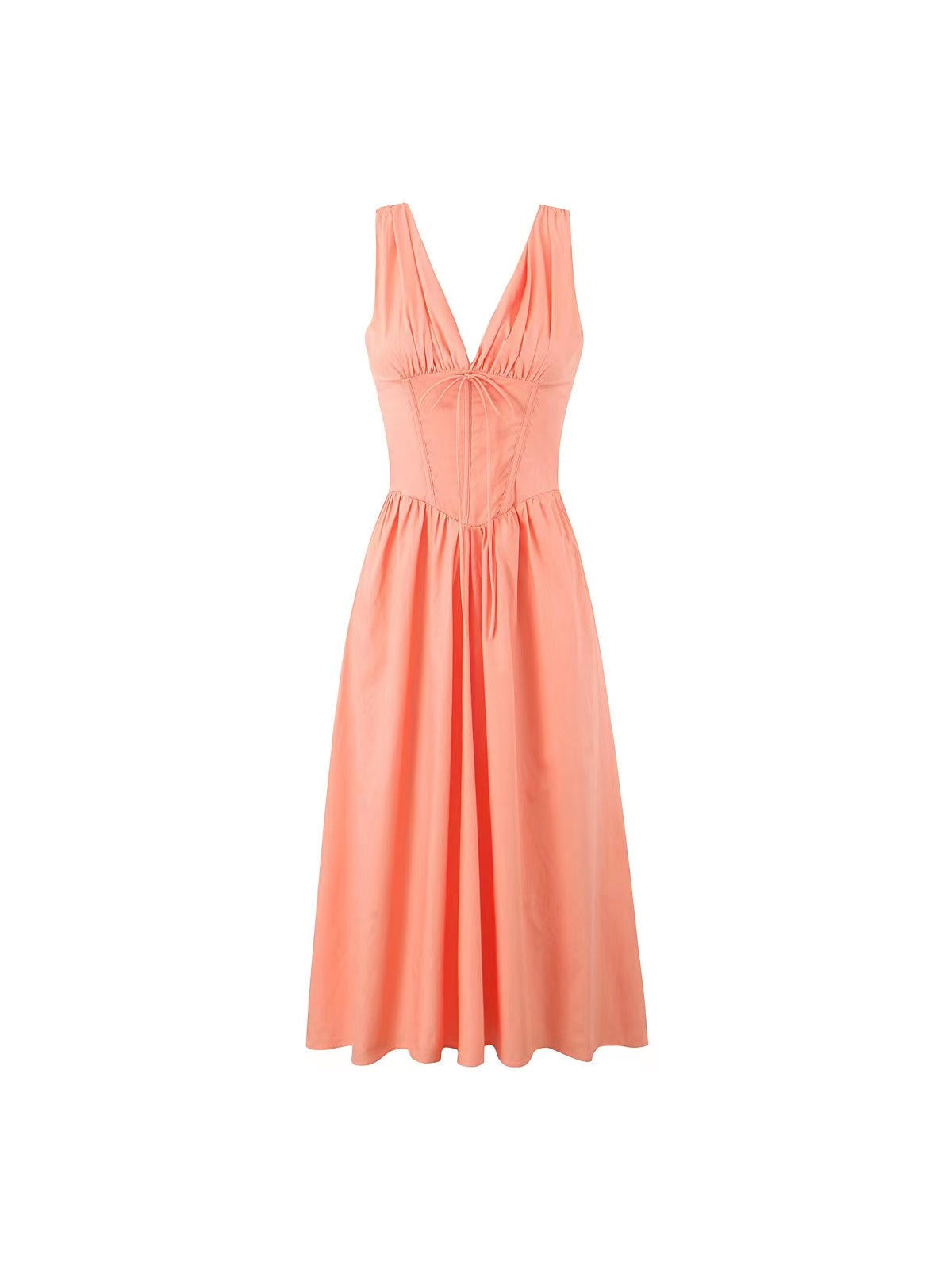 Georgia V-neck corset midi dress with ruched bust and flared skirt - view 6