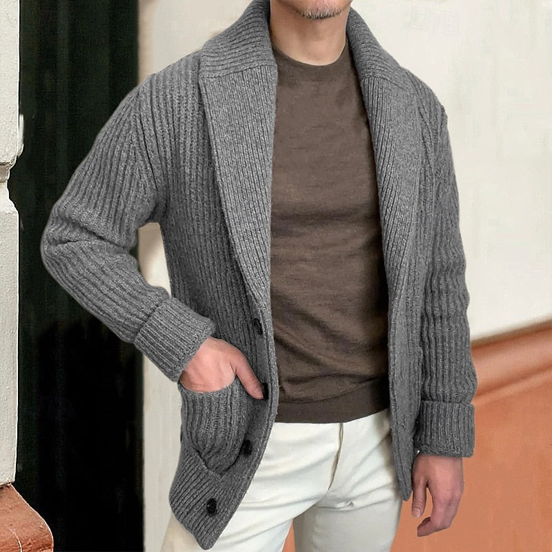 Gerald | Shawl Collar Ribbed Cardigan