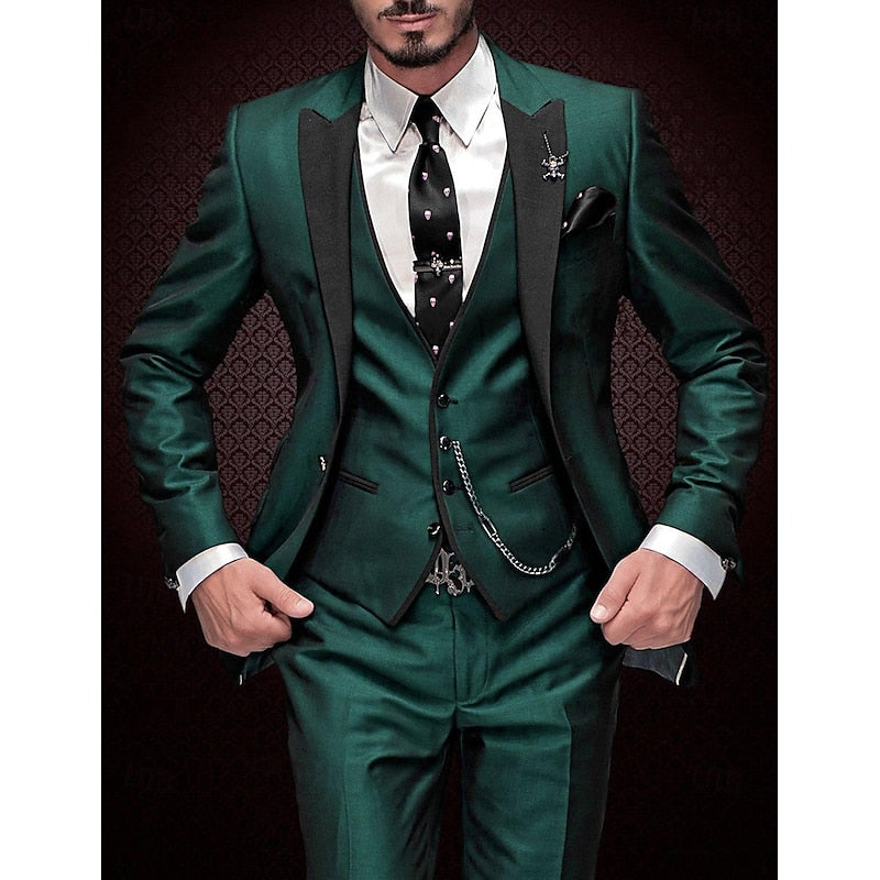 Men's three piece blazer waistcoat set, side view