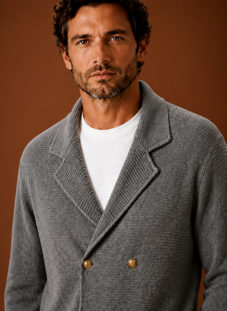 Men's open front knit cardigan, view 8