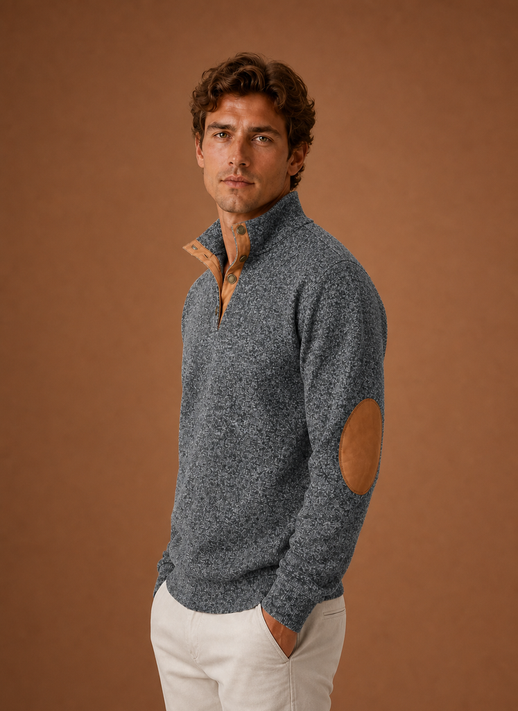 Men's mock neck layering jumper, detail