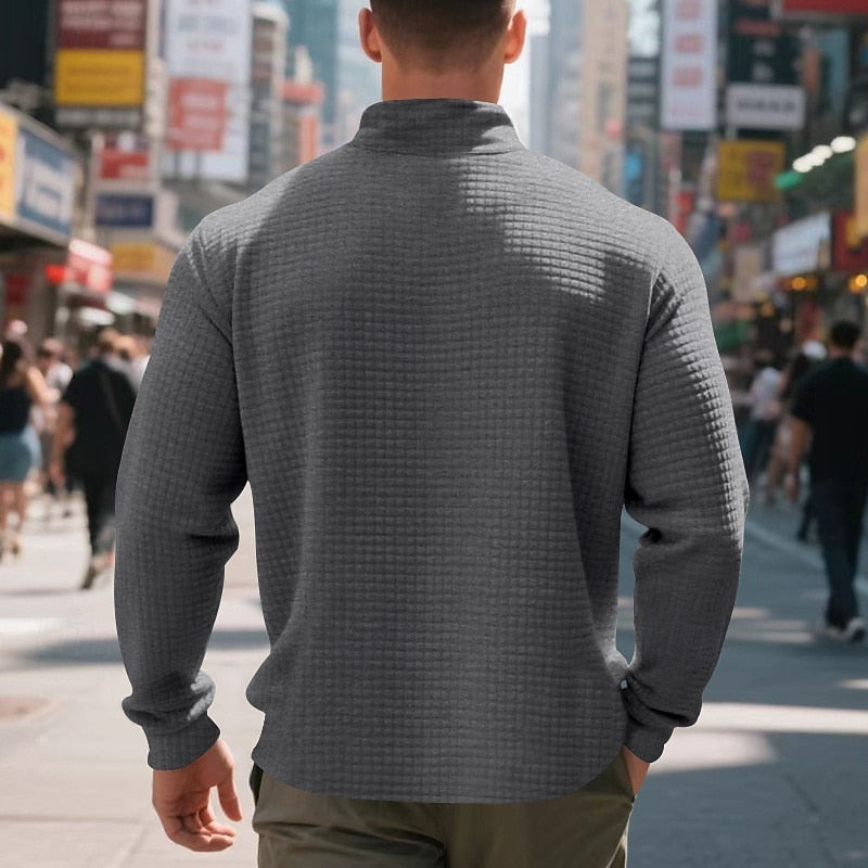 Men's textured quarter zip sweatshirt, view 5