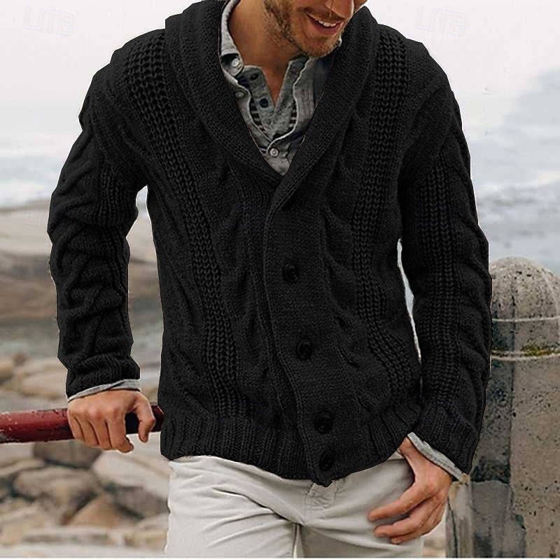 Alistair | Cable Knit Shawl Collar Cardigan