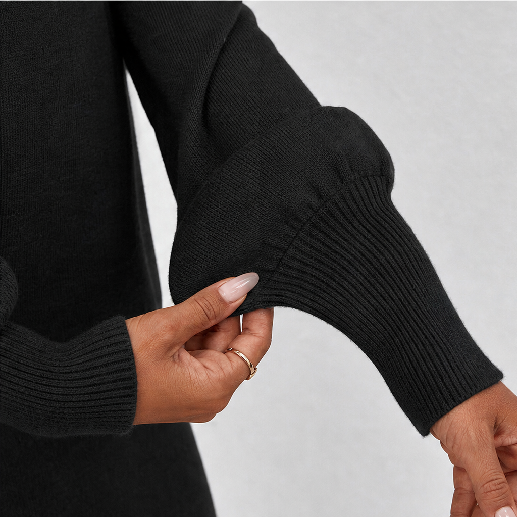 Matching balloon sleeve sweater and fitted midi skirt set - view 11