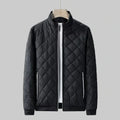 Men's diamond-quilted puffer jacket with stand collar, zip pockets and plush lining