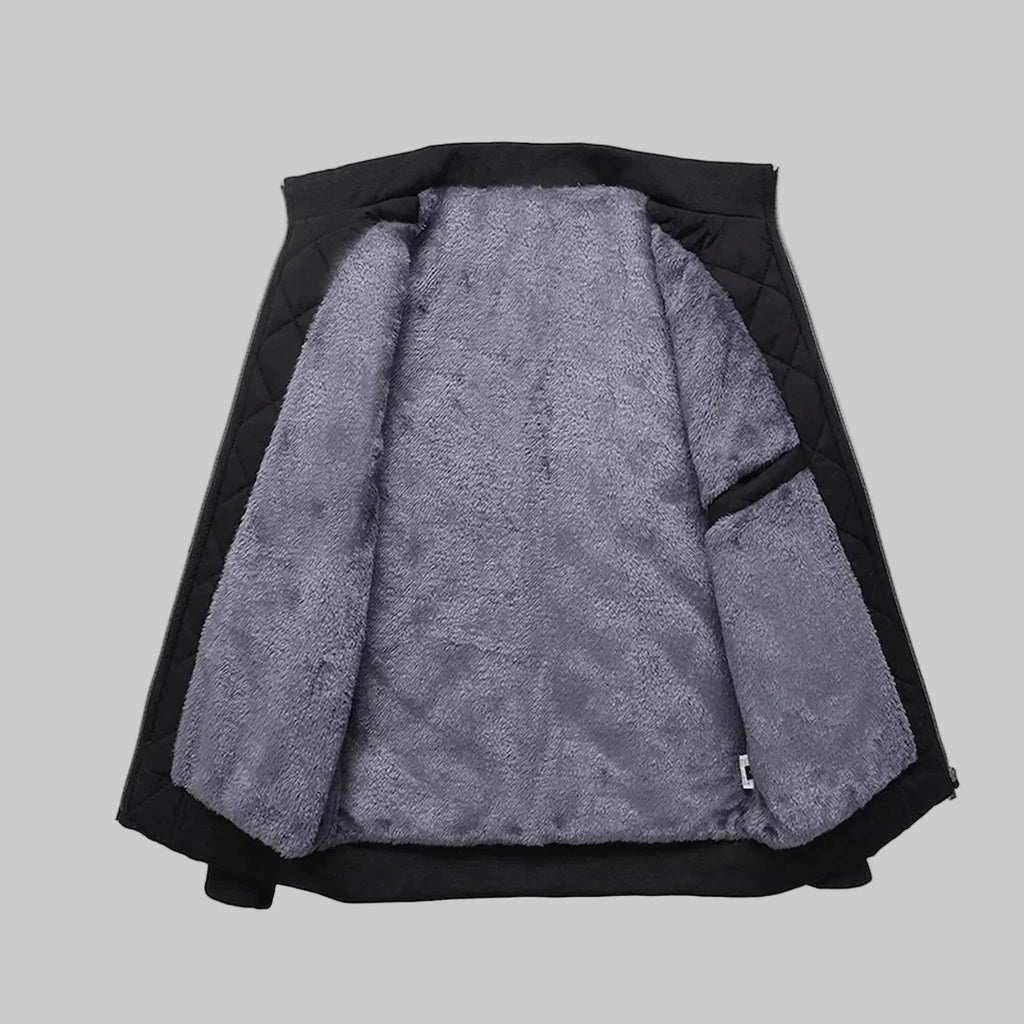 Men's diamond-quilted puffer jacket with stand collar, zip pockets and plush lining - view 3