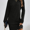 Ribbed roll neck sweater dress with long sleeves - view 8