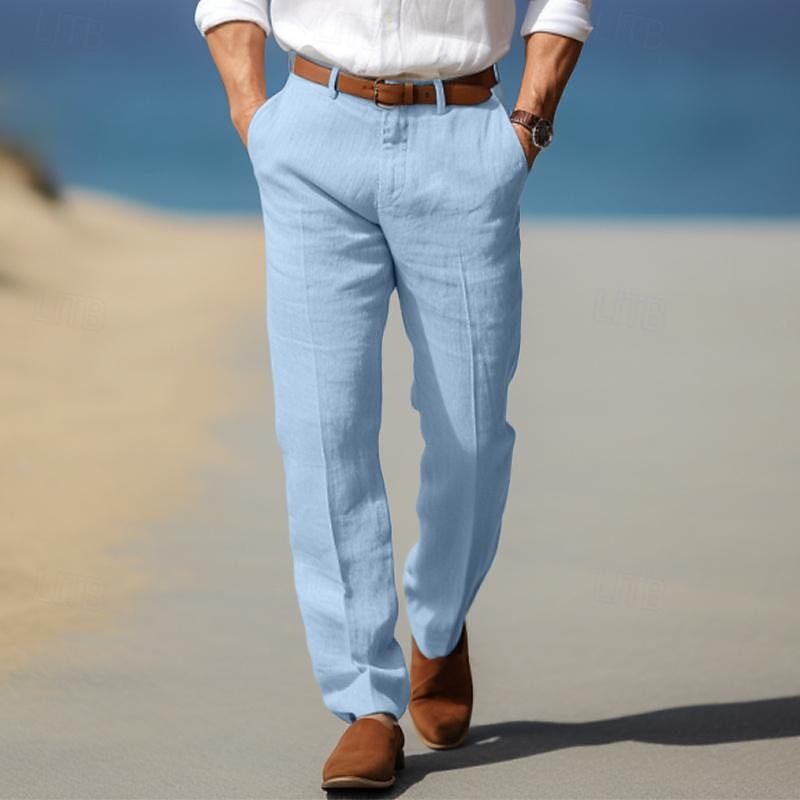 Men's premium tailored trousers with belt loops, back view