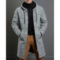 Men's long open front hooded jacket