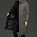 Men's long hooded quilted winter parka