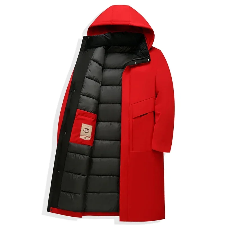 Men's long hooded quilted winter parka, view 5