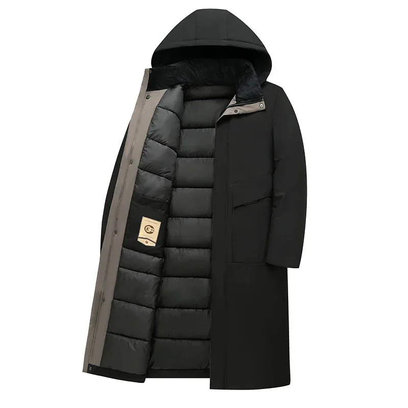 Men's long hooded quilted winter parka, view 6