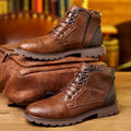 Men's side zip lace up ankle boots