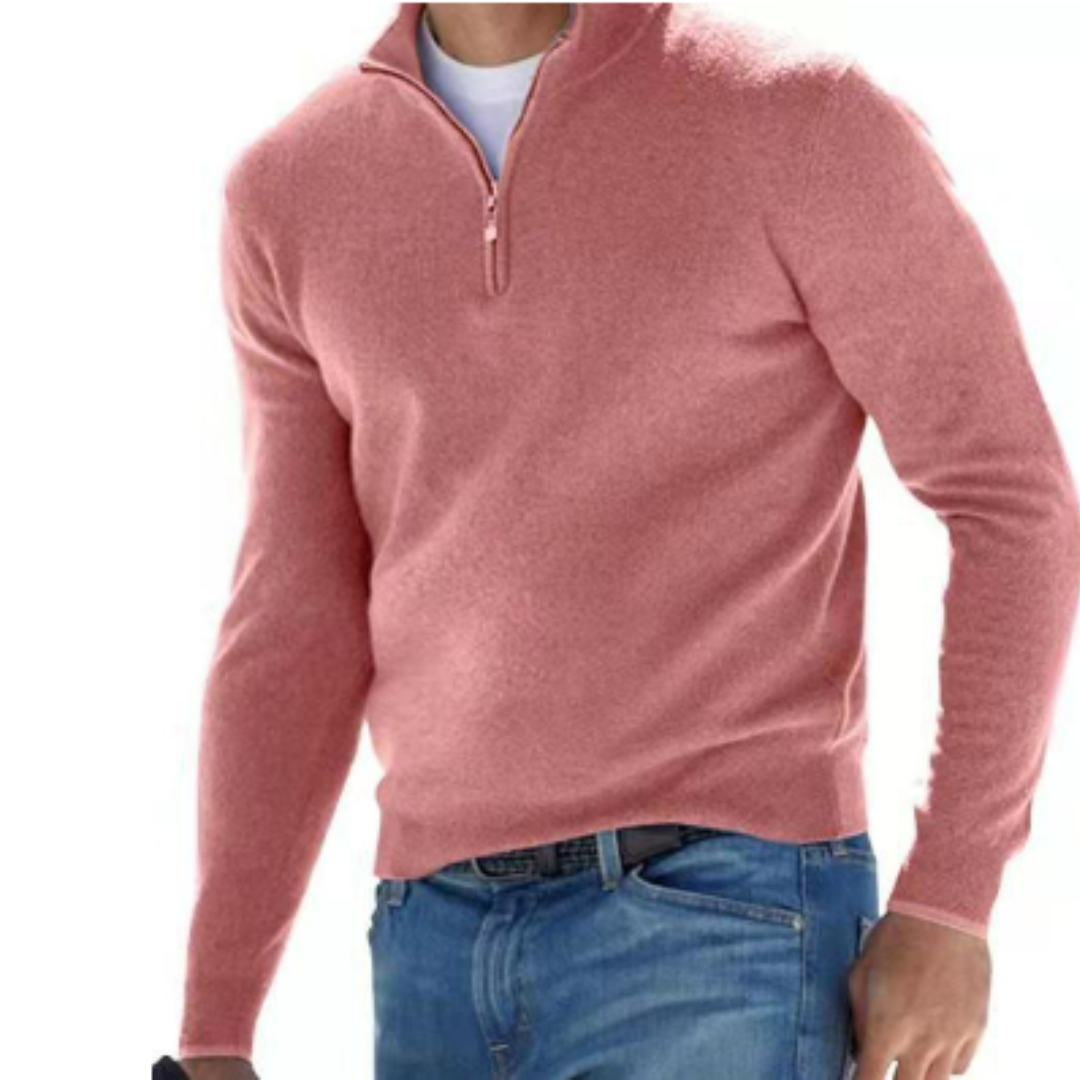 Men's slim fit zip neck stand collar jumper, view 8