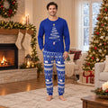 Christmas pajamas, long sleeve blue top with shimmering tree and snowflake polar bear pants - view 2